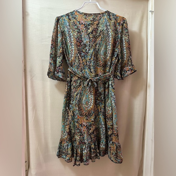 Newbury Kustom Boho Paisley Wrap Dress – Size Large - Picture 6 of 7
